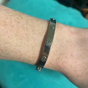 Tory Burch Miller Stud Hinge Bracelet in ‘Tory Silver’ (Stainless Steel) MEDIUM